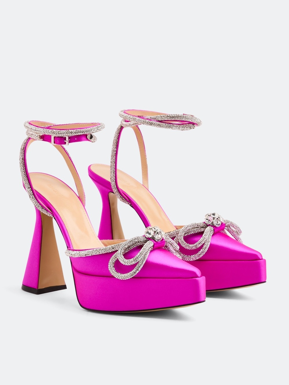 MACH & MACH Fuchsia Crystal Bow Platform Heels